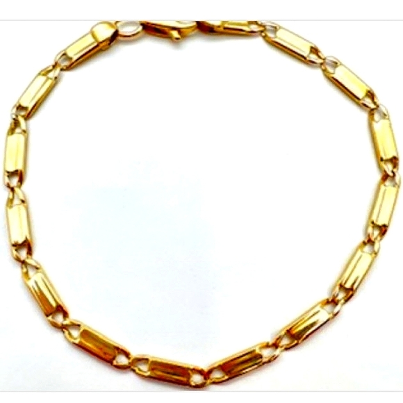 18K Men's Solid Yellow Gold Gucci Style Solid Bar Link Bracelet